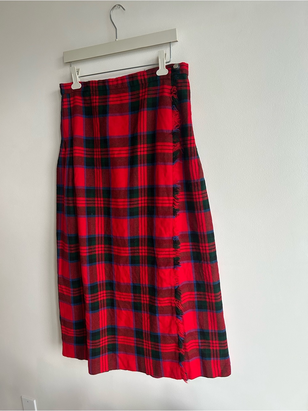 Vintage Red Tartan Midi Skirt